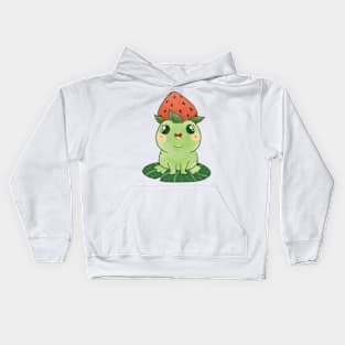 Frog and strawberry Kids Hoodie